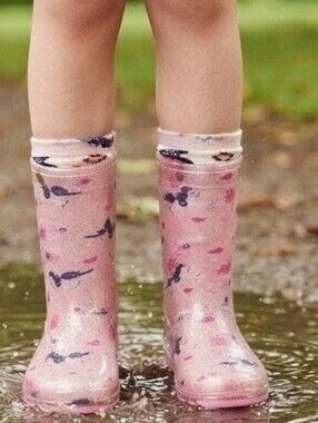 Zoogs Kids Pink Unicorn Castle Hearts Rainboots Classic Waterproo Fall Wear-Sz 2